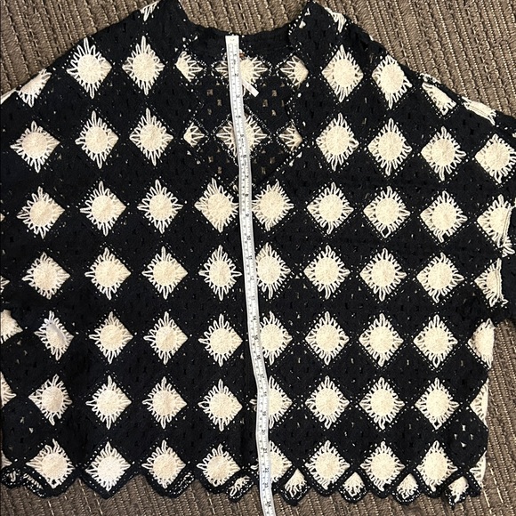 Free People Black and Cream Diamond Sweater - Picture 4 of 4